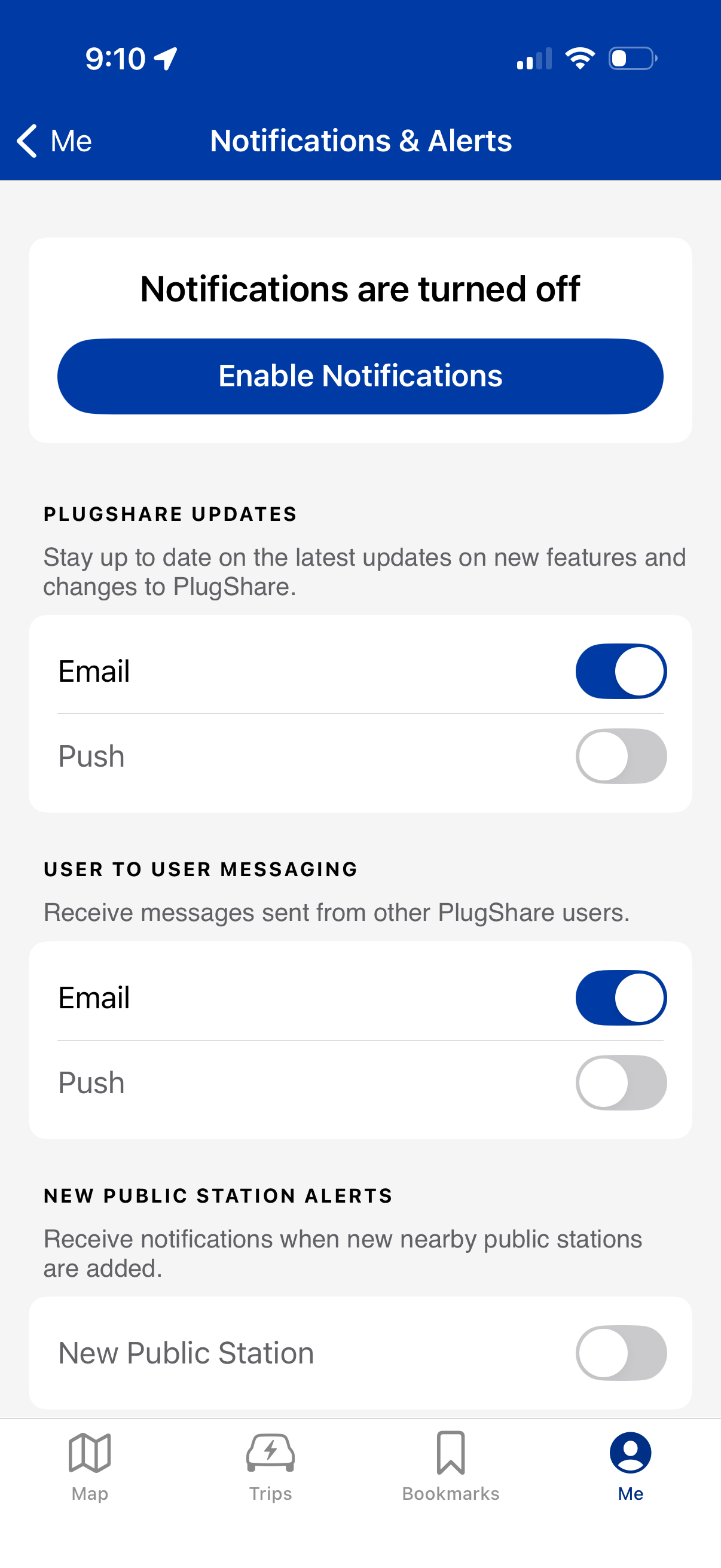 plugshare notifications screenshot